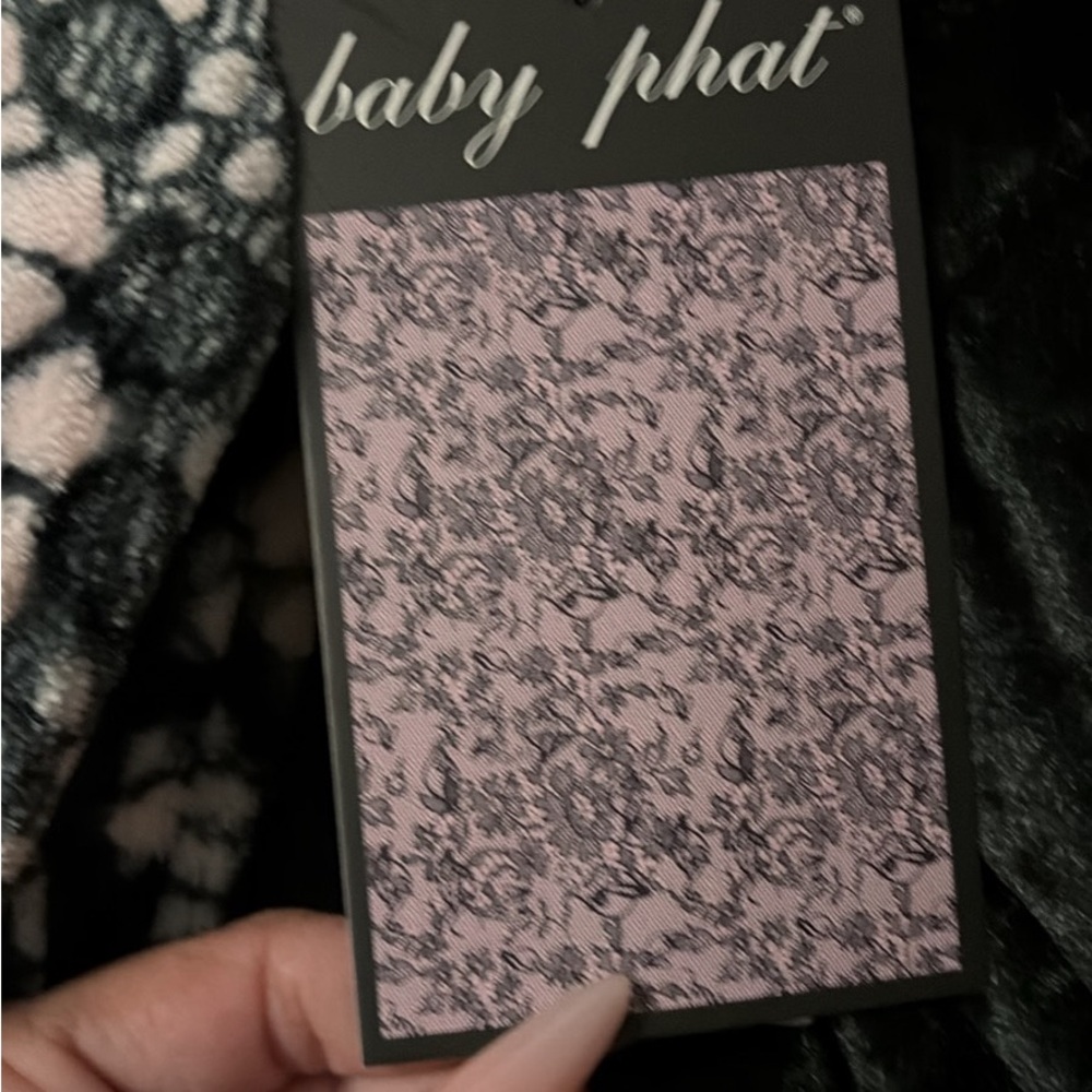 *VIRAL* Baby Phat Pink and Black Floral & Decal Patterned Throw Blanket